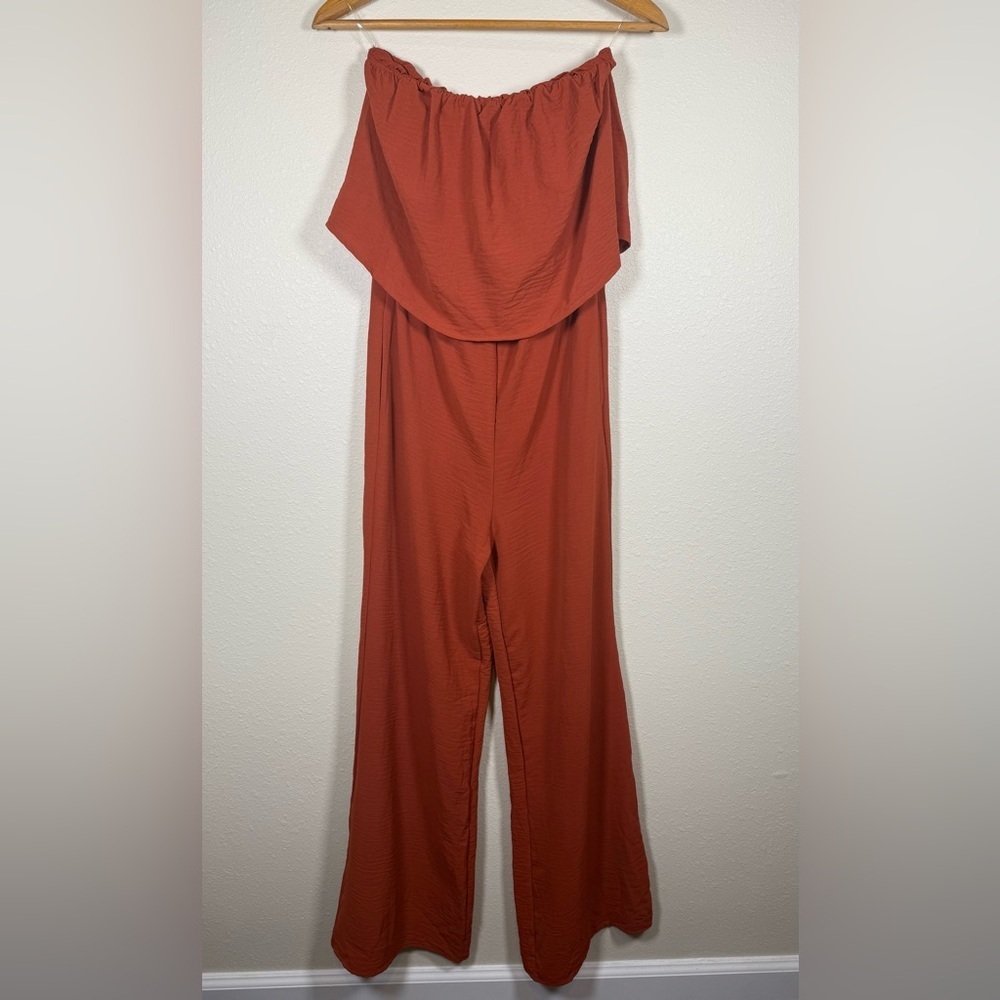 ee:some Orange Strapless Wide Leg Romper Small New Made In USA